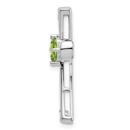 Natural Peridot and Diamond Cross Chain Slide Pendant