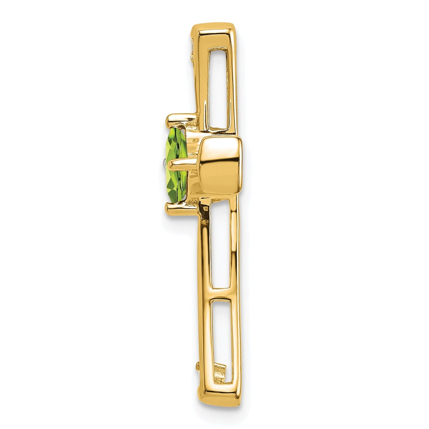 Natural Peridot and Diamond Cross Chain Slide Pendant