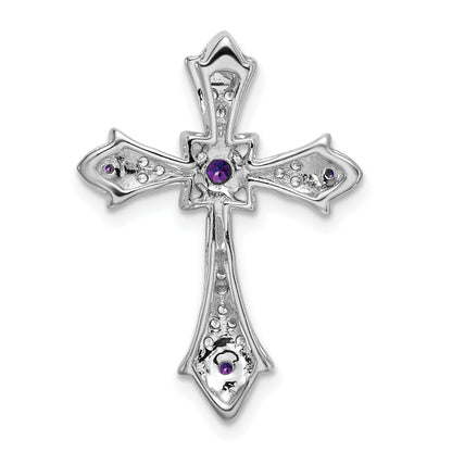 Gold Round Natural Amethyst and Diamond Pendant