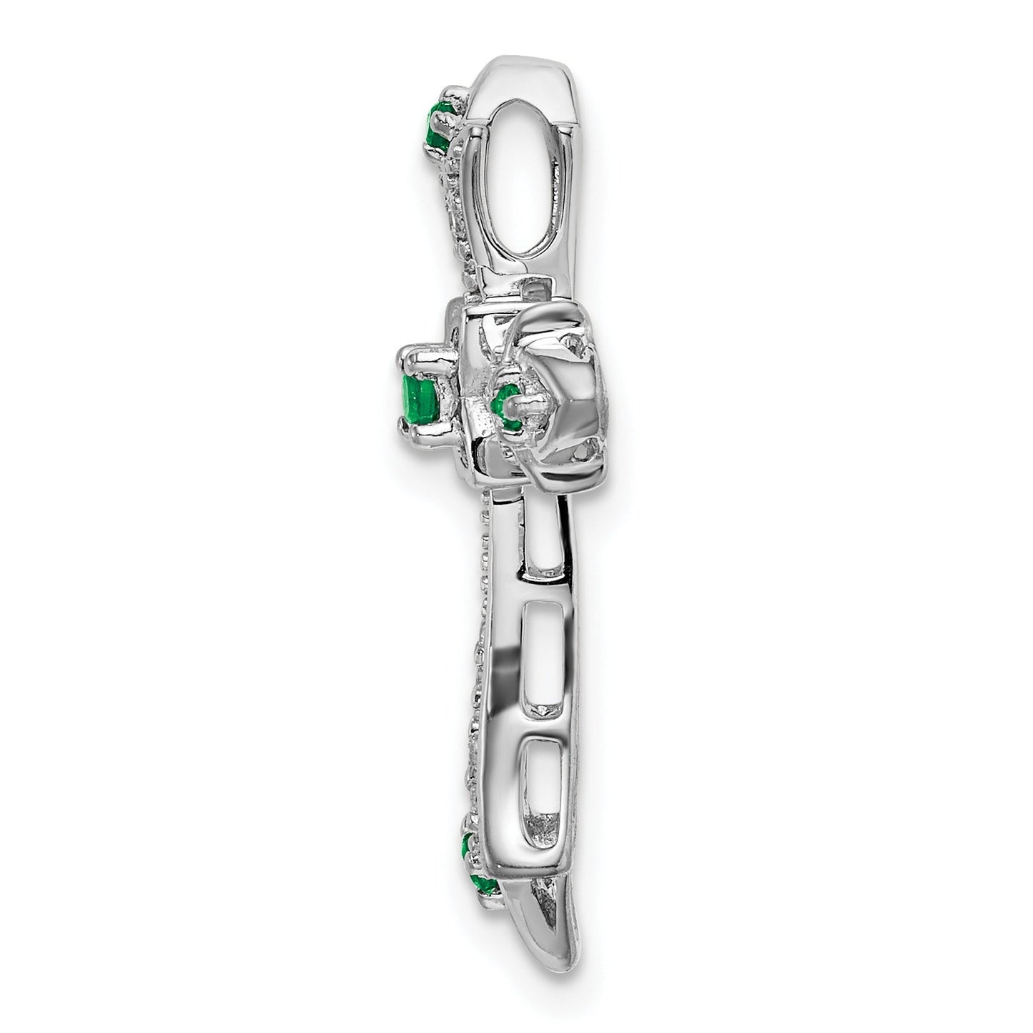 Gold Round Natural Emerald and Diamond Pendant