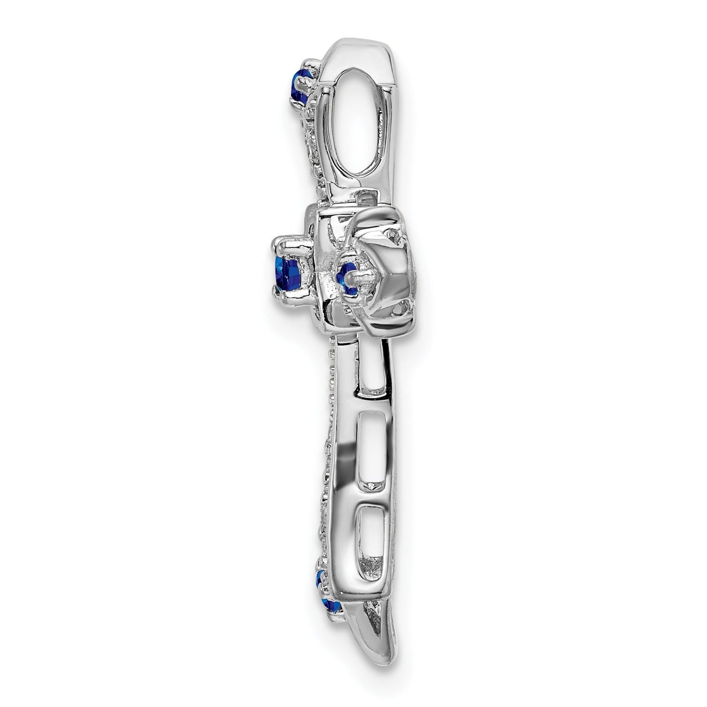 Gold Round Natural Blue Sapphire and Diamond Pendant