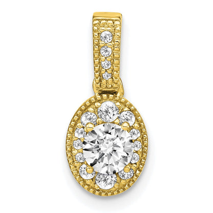 14k Gold Lab Diamond Oval Vintage Pendant 1/2 ct
