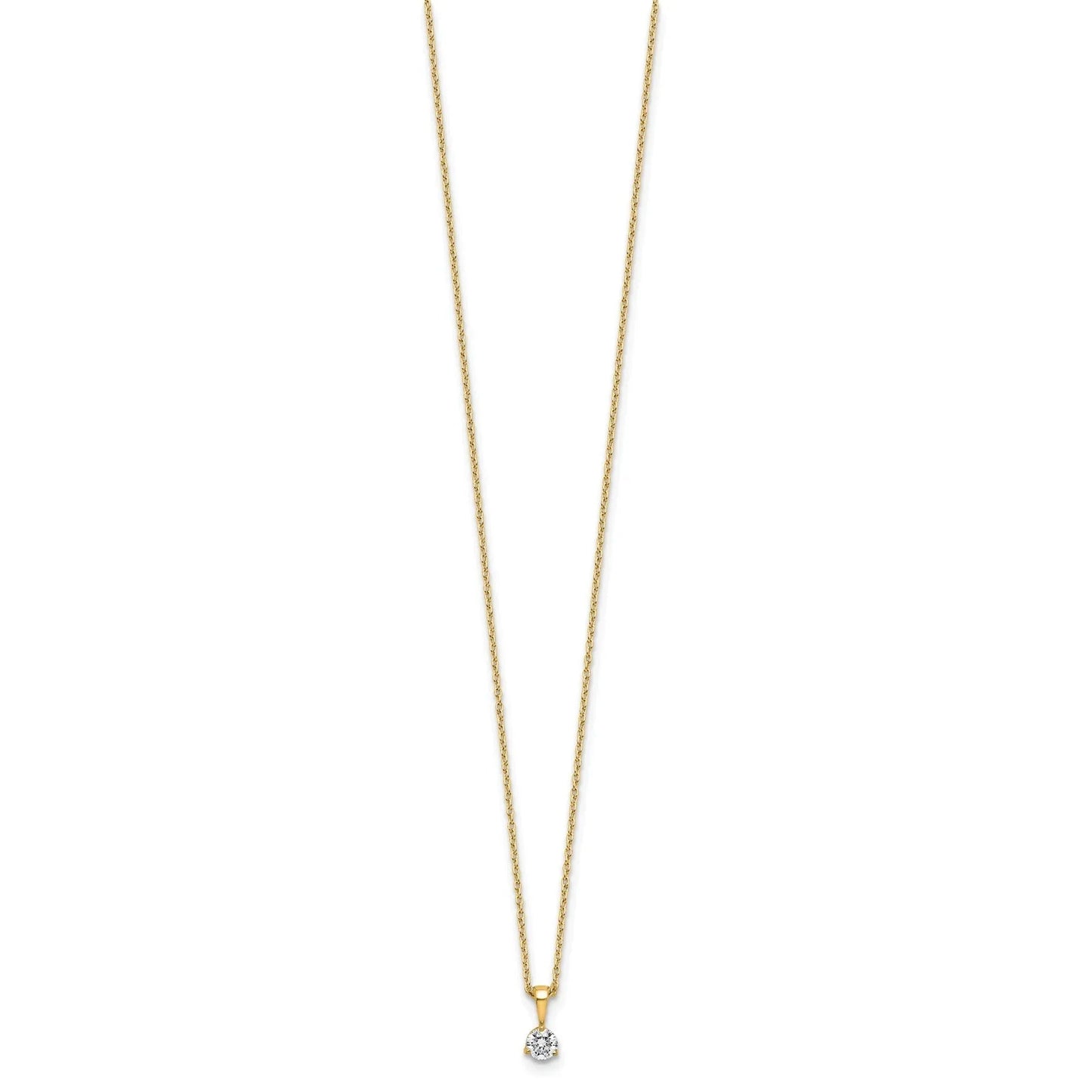 Lab Grown Diamond  Gold Solitaire Pendant Necklace