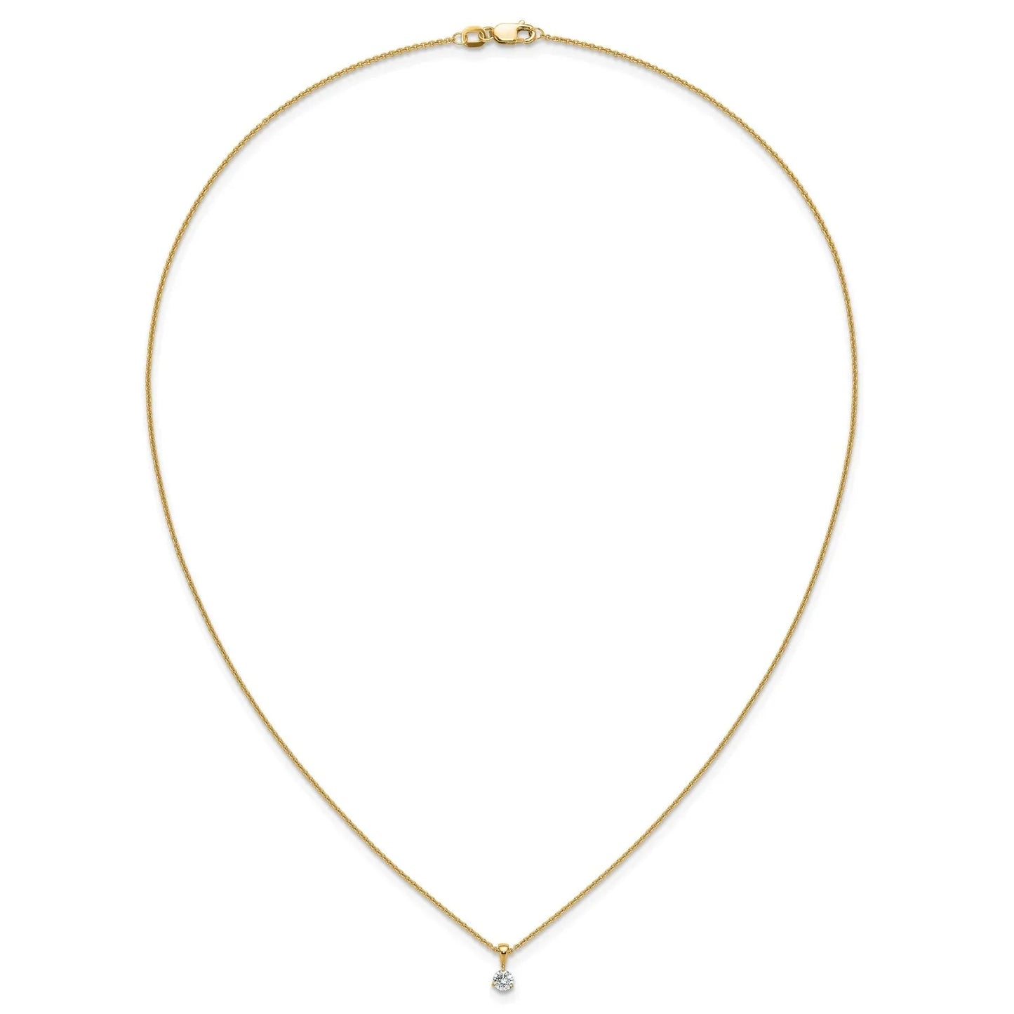 Lab Grown Diamond  Gold Solitaire Pendant Necklace