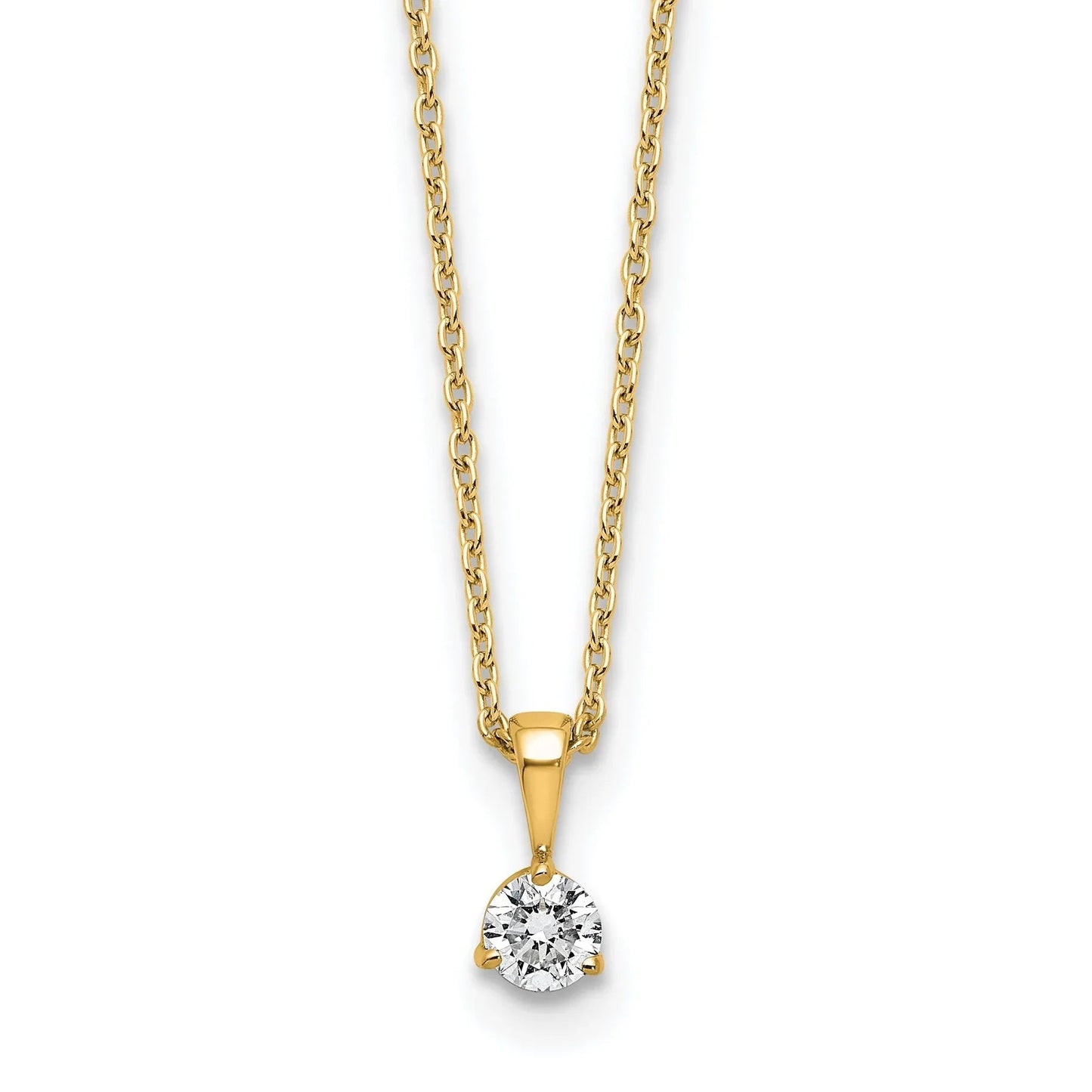 Lab Grown Diamond  Gold Solitaire Pendant Necklace