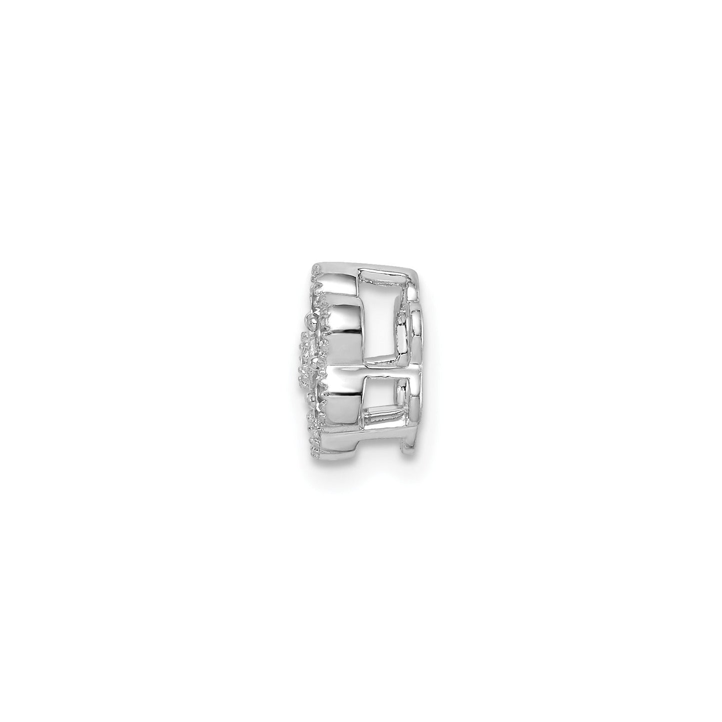 14k White Gold Lab Grown Diamond Floral Chain Slide Pendant