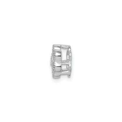 14k White Gold Lab Grown Diamond Floral Chain Slide Pendant