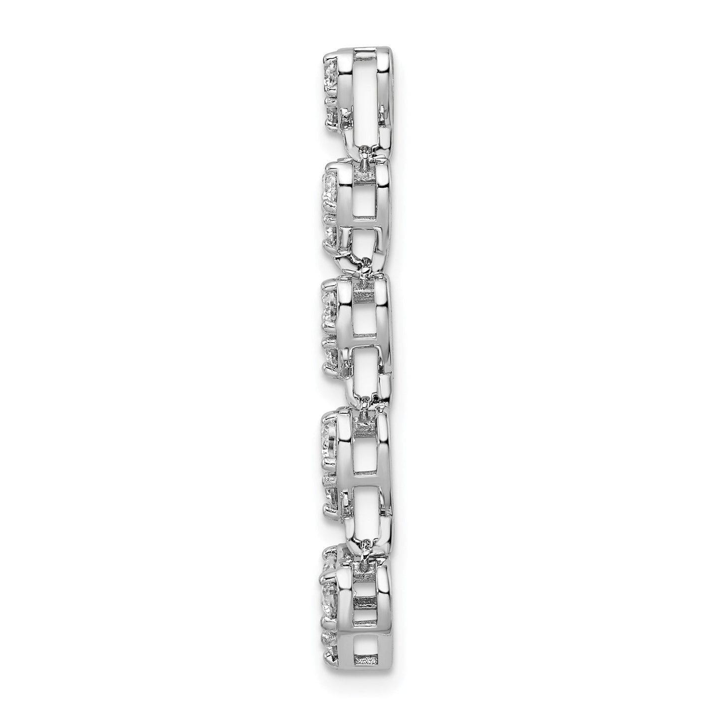 1 ct Lab Grown Diamond Five Heart Bar Pendant 14k Gold