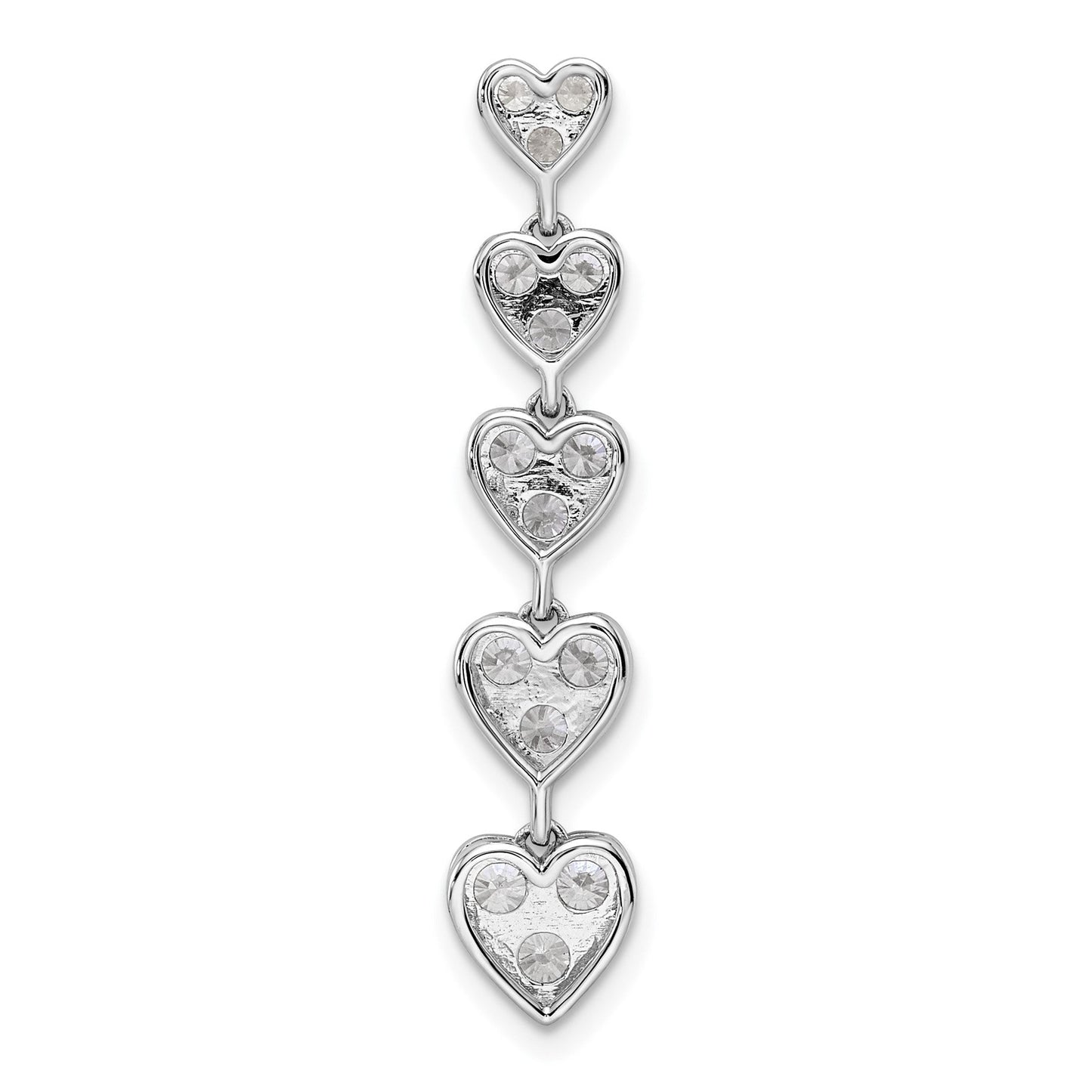 1 ct Lab Grown Diamond Five Heart Bar Pendant 14k Gold