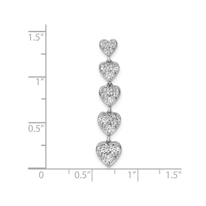 1 ct Lab Grown Diamond Five Heart Bar Pendant 14k Gold