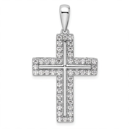 14K Gold Lab Diamond Cross Pendant