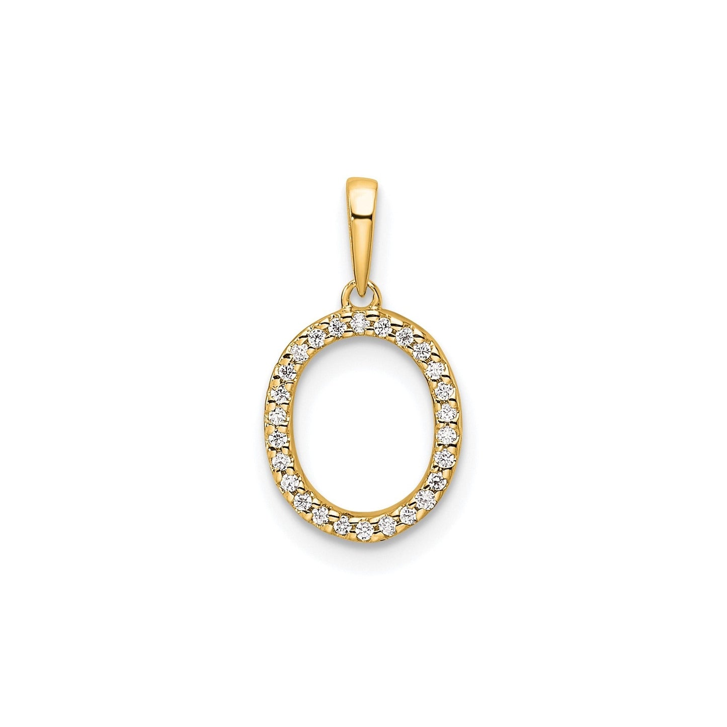 14K Gold Letter Initial Pave Diamond Pendant
