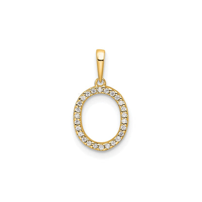 14K Gold Letter Initial Pave Diamond Pendant