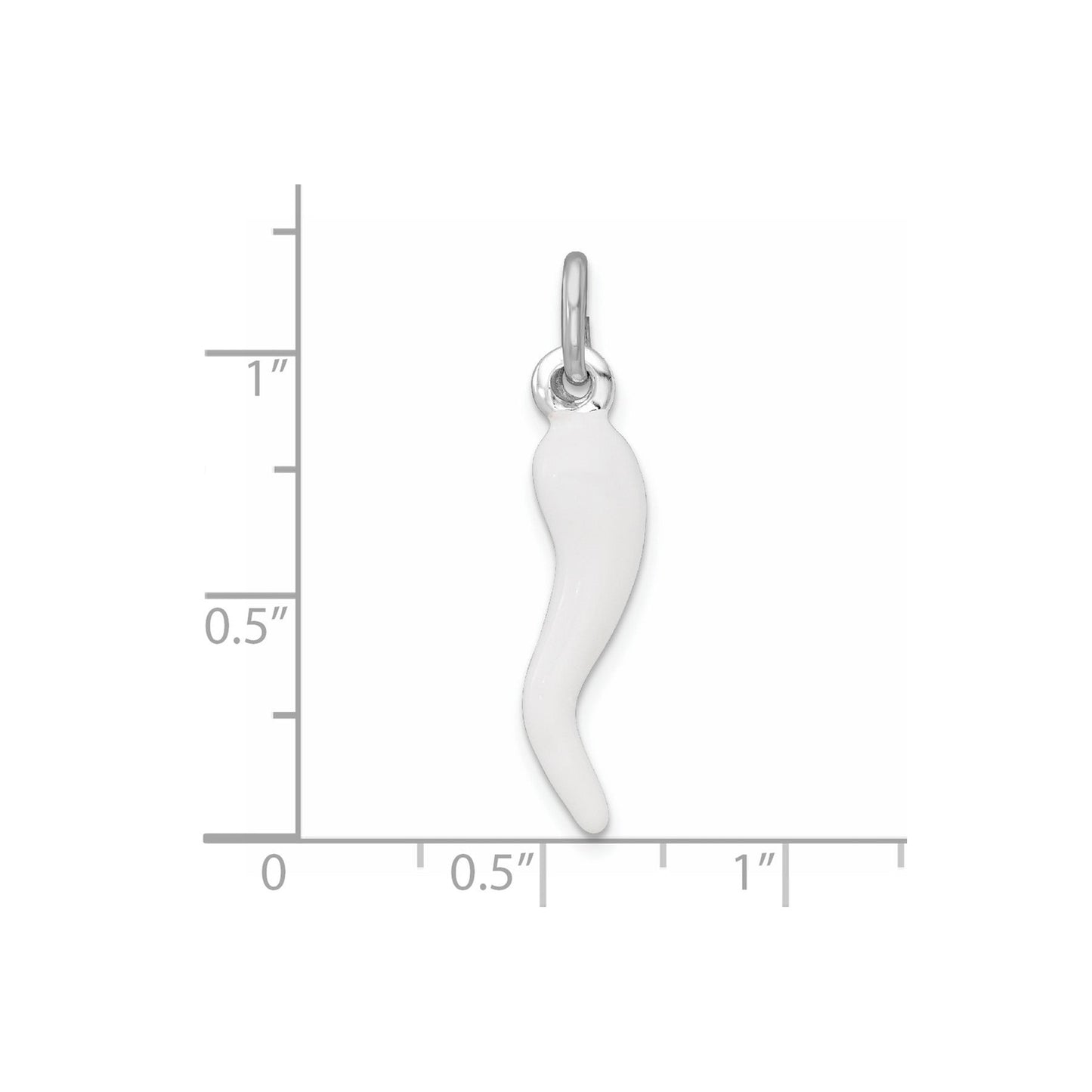 Sterling Silver White Enamel Italian Horn Pendant Only