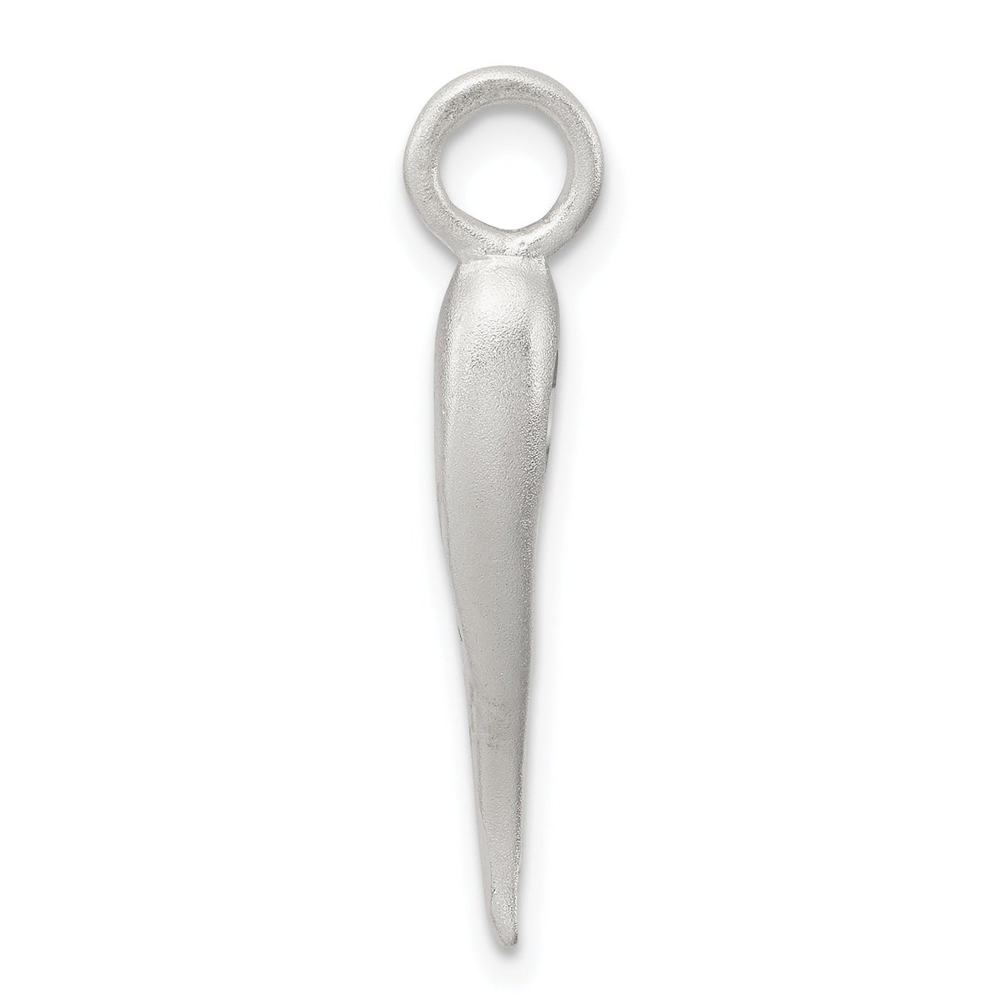 Satin Men Italian Horn Charm Silver Pendant Only