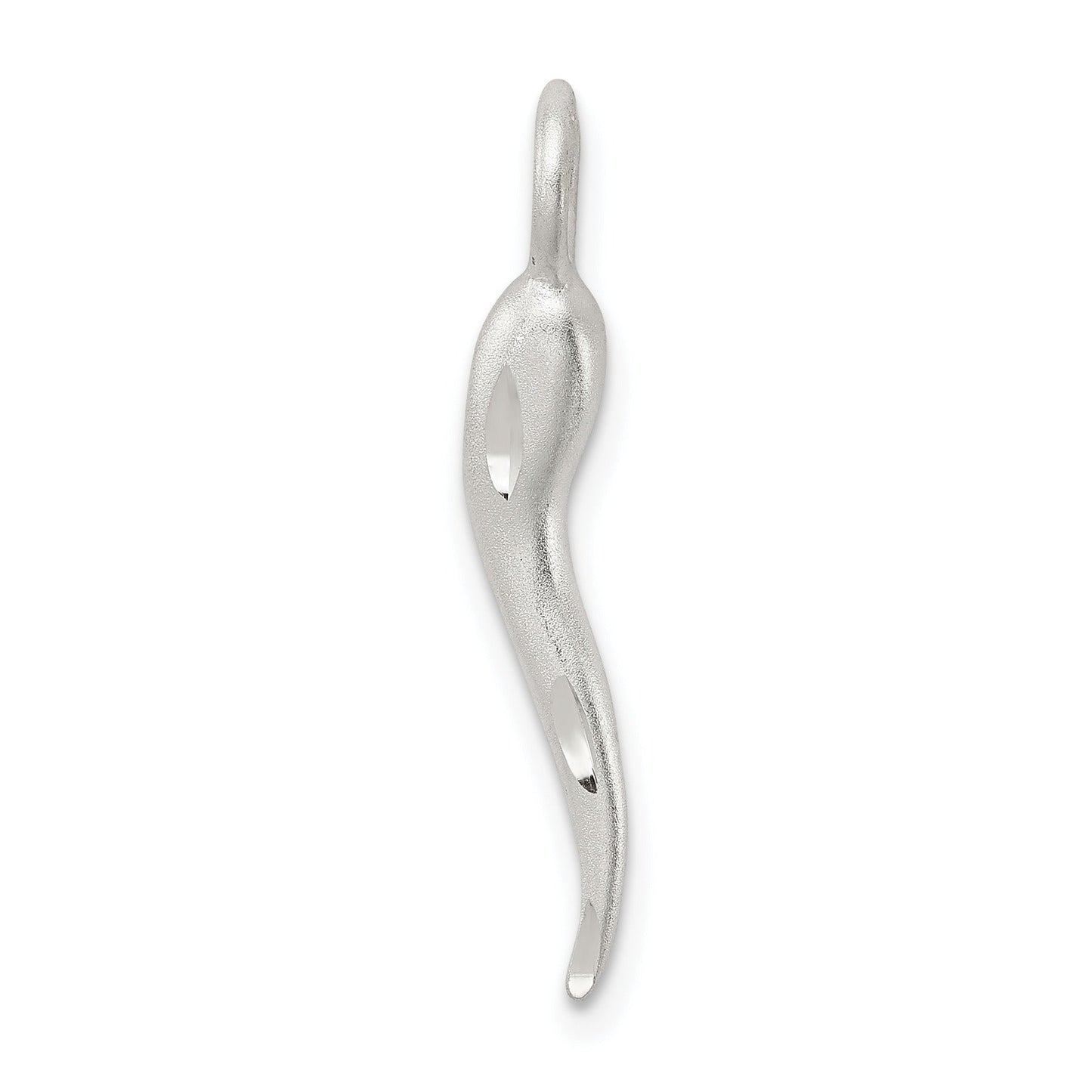 Satin Men Italian Horn Charm Silver Pendant Only