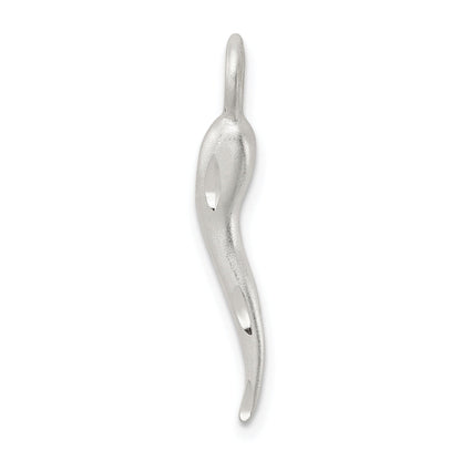 Satin Men Italian Horn Charm Silver Pendant Only