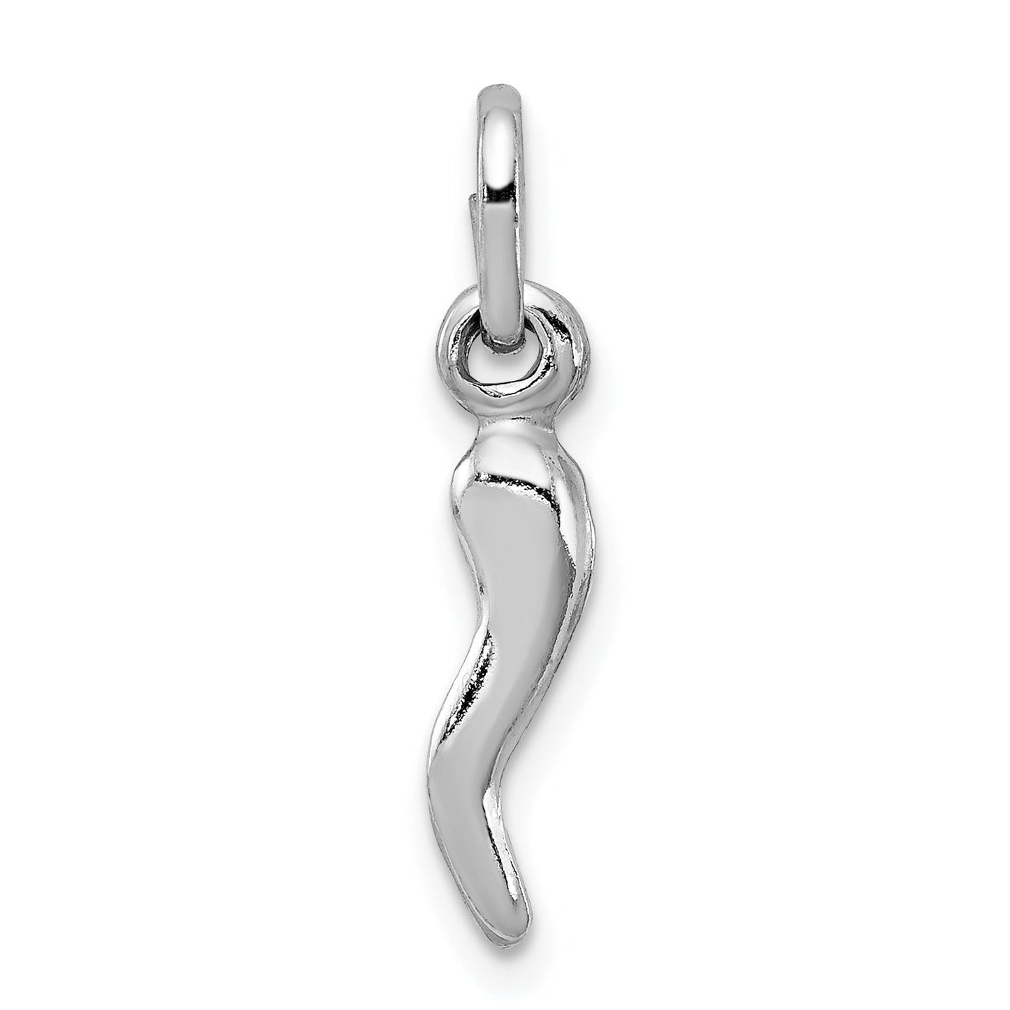 Sterling Silver Rhodium-plated Italian Horn Charm Pendant Only