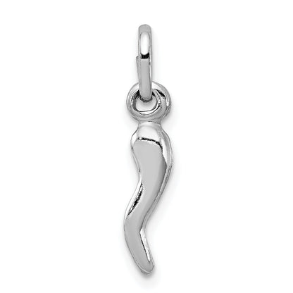 Sterling Silver Rhodium-plated Italian Horn Charm Pendant Only