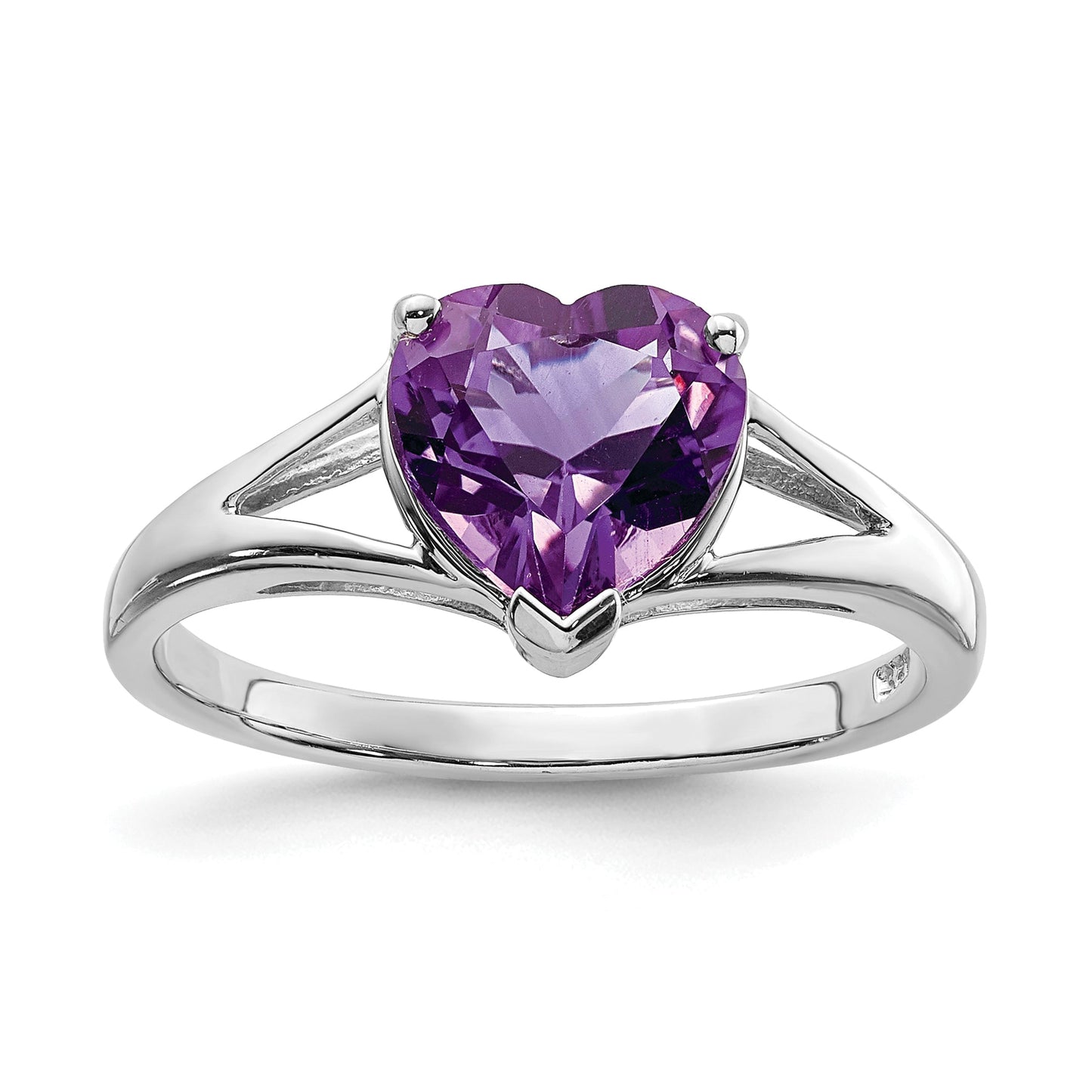 1.40 Ct Heart Purple Amethyst Prong Silver Solitaire Promise Ring