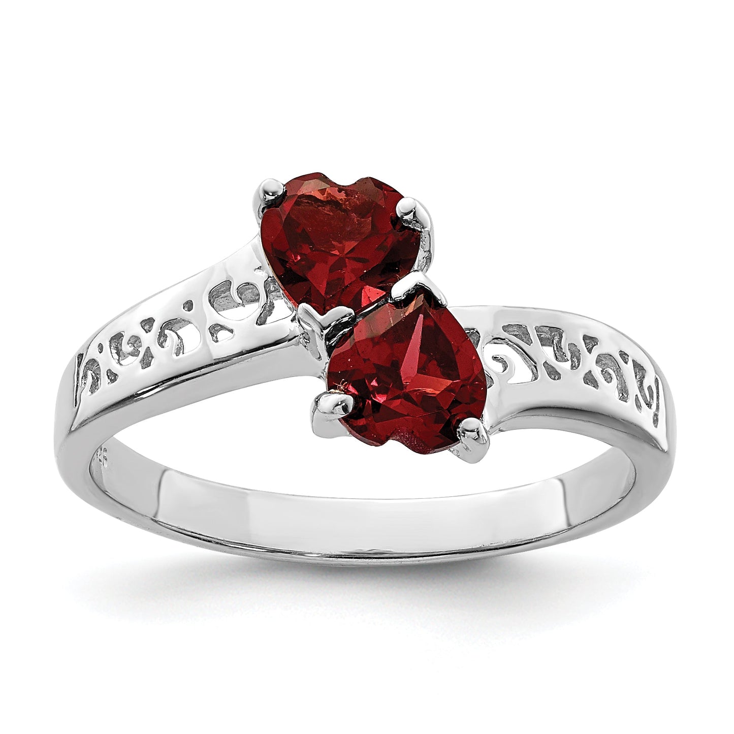 0.85 Ct Heart Purple Amethyst Prong Silver Promise Ring