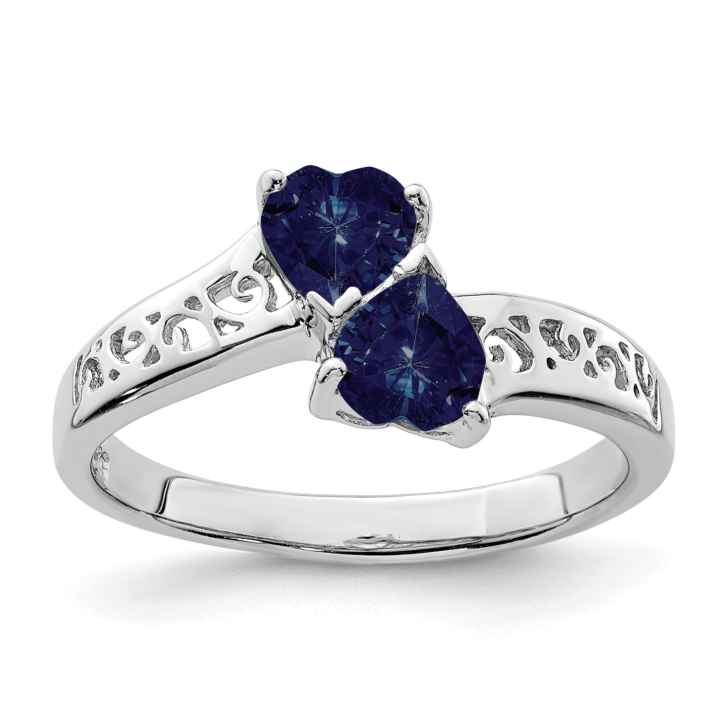 0.85 Ct Heart Purple Amethyst Prong Silver Promise Ring