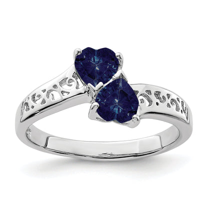 0.85 Ct Heart Purple Amethyst Prong Silver Promise Ring