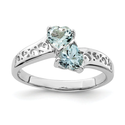 0.85 Ct Heart Purple Amethyst Prong Silver Promise Ring