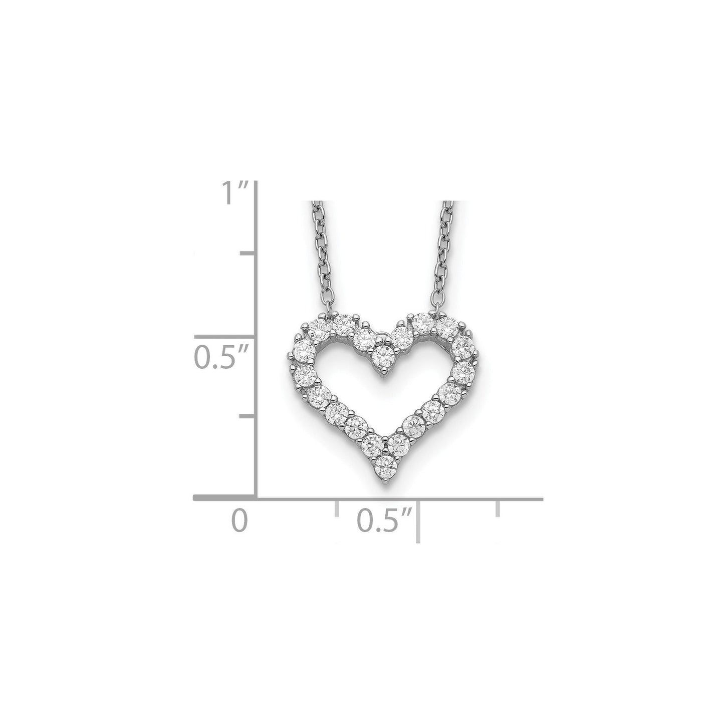 Sterling Silver CZ Heart Necklace