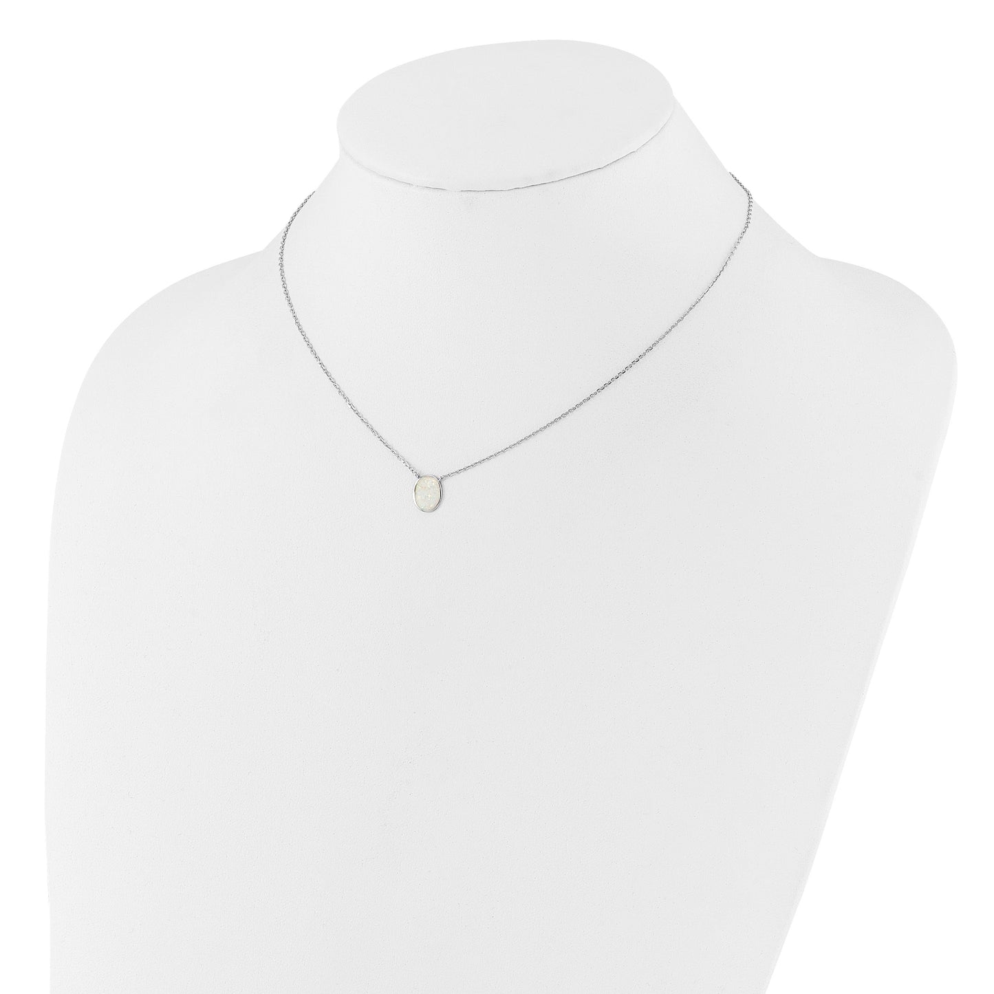 Sterling Silver Created Opal Oval Necklace Earring Set