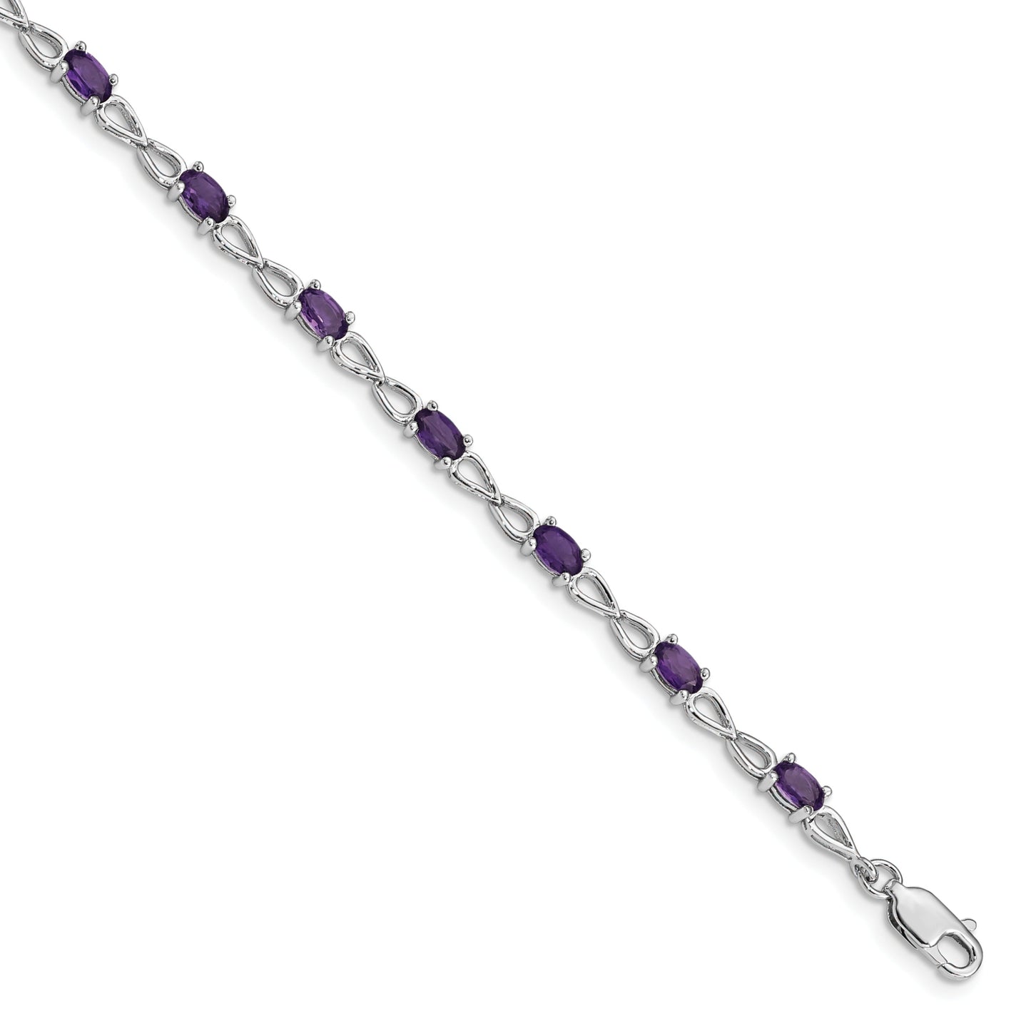 2.73 Ct Oval Purple Amethyst Prong Sterling Silver Infinity Link Bracelet