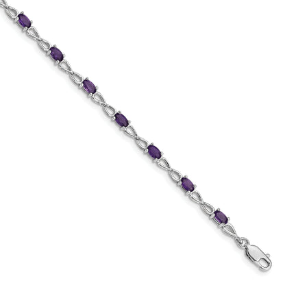2.73 Ct Oval Purple Amethyst Prong Sterling Silver Infinity Link Bracelet
