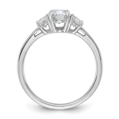 14K White Gold Lab Grown Oval Diamond Three Stone Semi Mount Engagement Ring