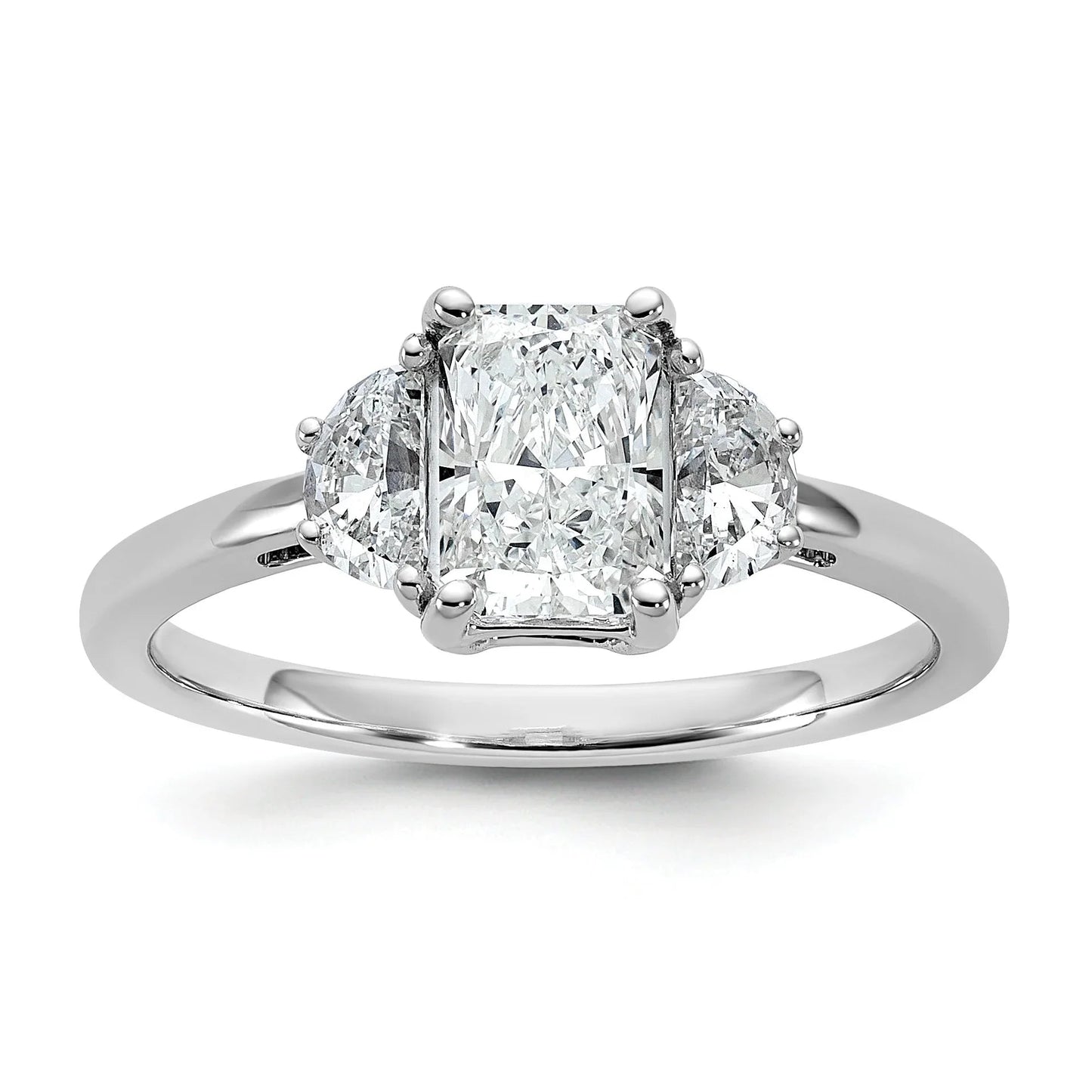 14K White Gold Lab Diamond 3 Stone Semi Mount Engagement Ring