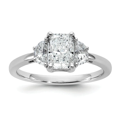 14K White Gold Lab Diamond 3 Stone Semi Mount Engagement Ring