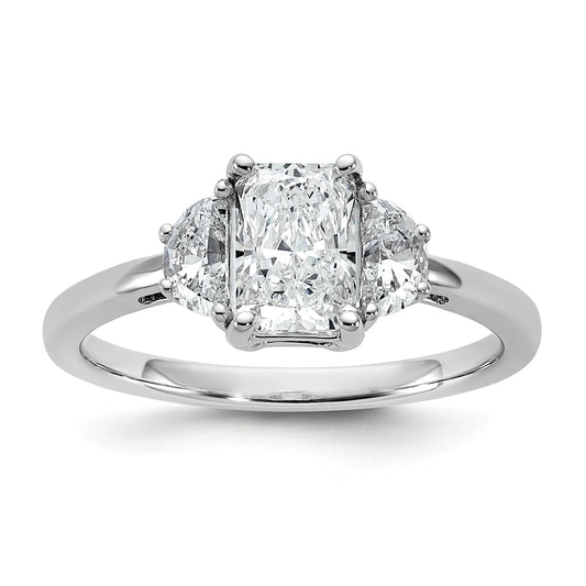 14K White Gold Lab Diamond 3 Stone Semi Mount Engagement Ring