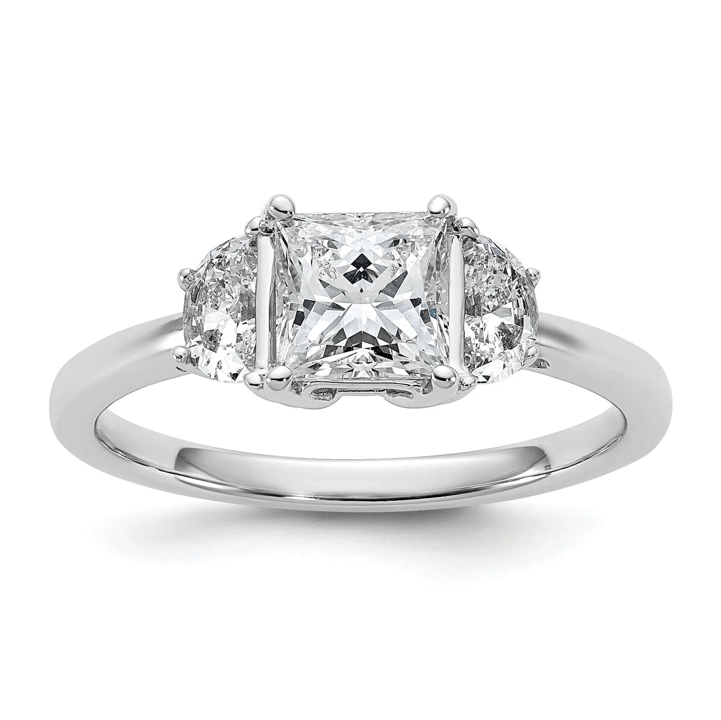 Lab Grown Diamond Princess and Half-moon 3-Stone Bridal Ring