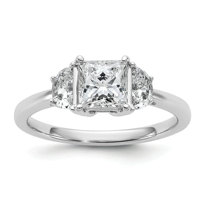 Lab Grown Diamond Princess and Half-moon 3-Stone Bridal Ring