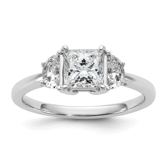 Lab Grown Diamond Princess and Half-moon 3-Stone Bridal Ring