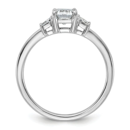 14k White Gold Diamond Emerald and Trapezoid 3-Stone Bridal Rings