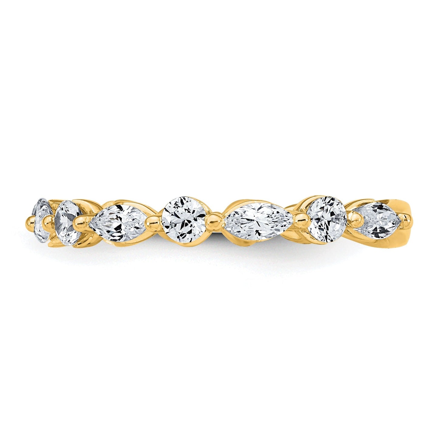 0.75 Ct Lab Grown Diamond Prong 14K Yellow Gold Alternating Wedding Enhancer Band