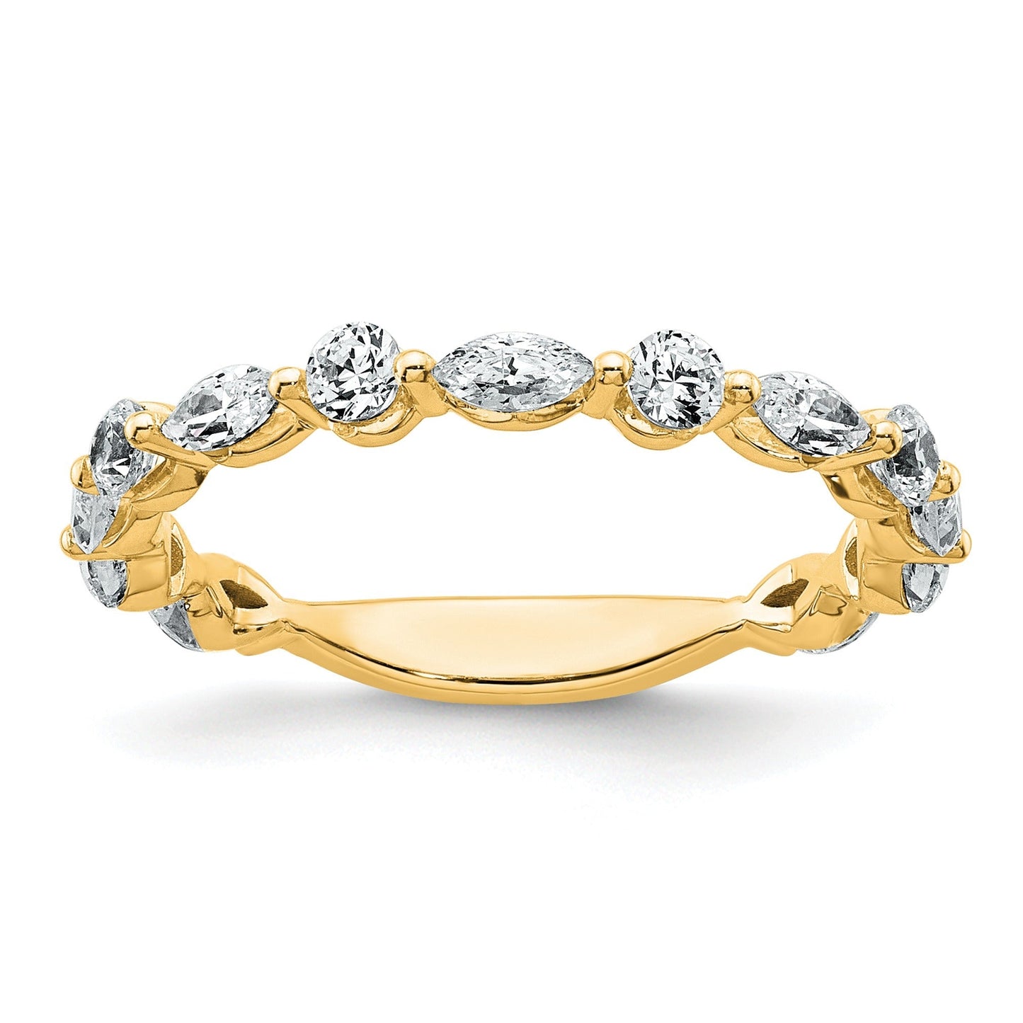 0.75 Ct Lab Grown Diamond Prong 14K Yellow Gold Alternating Wedding Enhancer Band