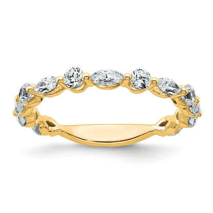 0.75 Ct Lab Grown Diamond Prong 14K Yellow Gold Alternating Wedding Enhancer Band