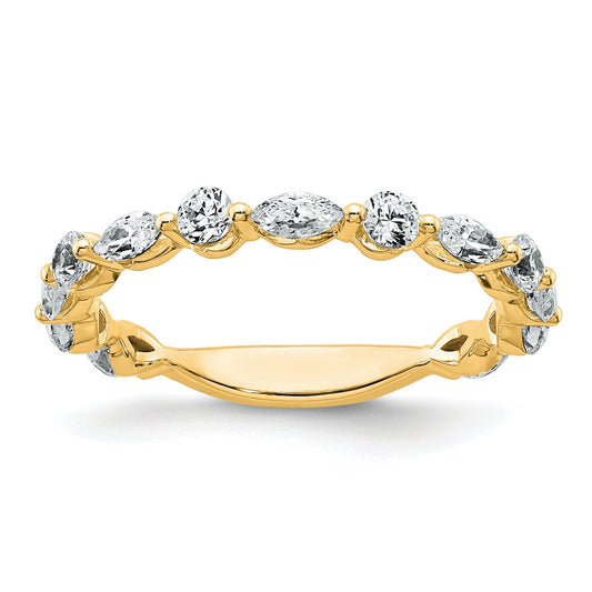 0.75 Ct Lab Grown Diamond Prong 14K Yellow Gold Alternating Wedding Enhancer Band