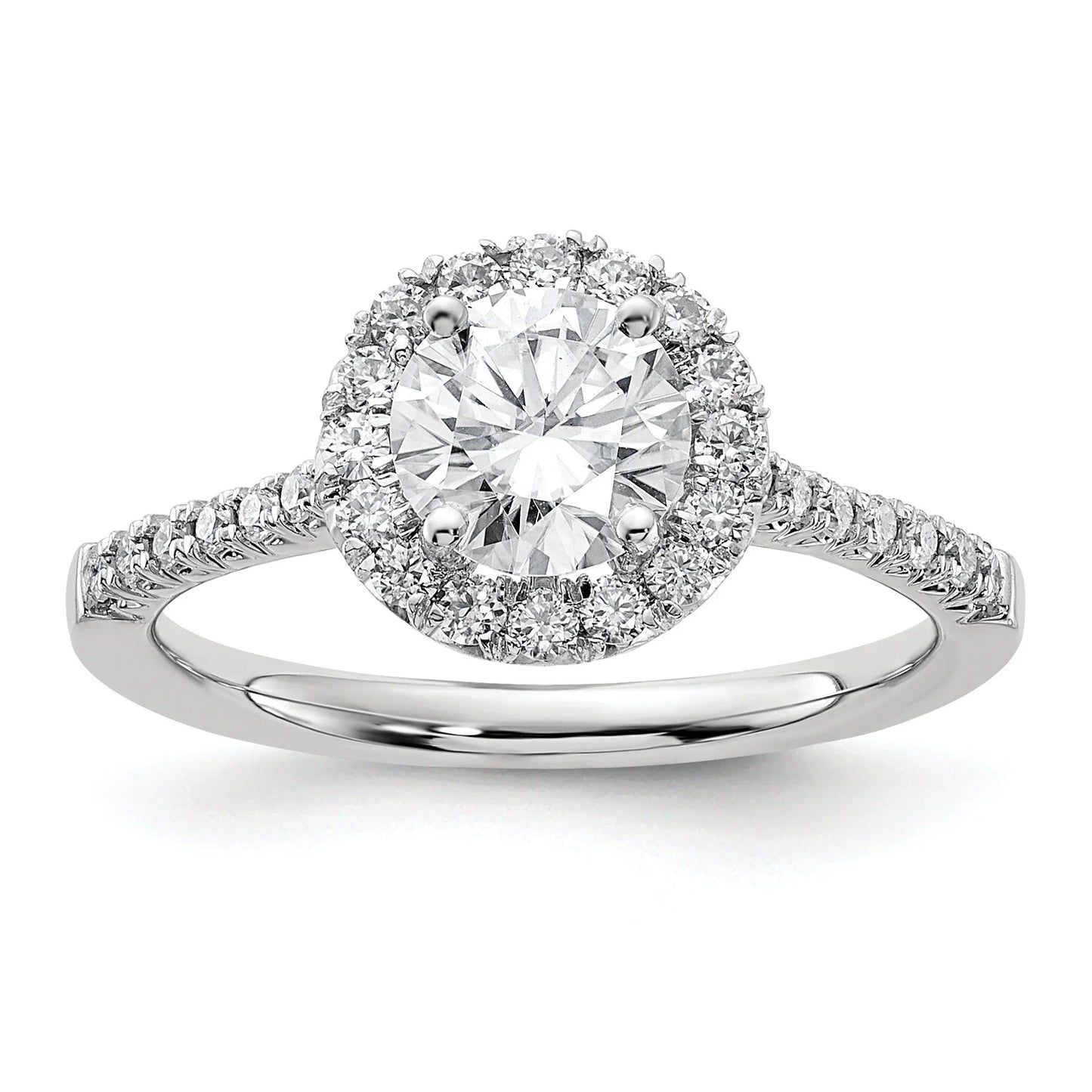 14k White Gold Lab Grown Diamond Halo Ring Semi Mount