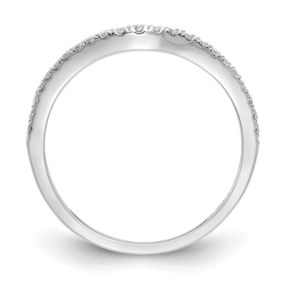 0.12 Ct Round Lab Diamond Pavé 14K White Gold Curved Wedding Enhancer Band