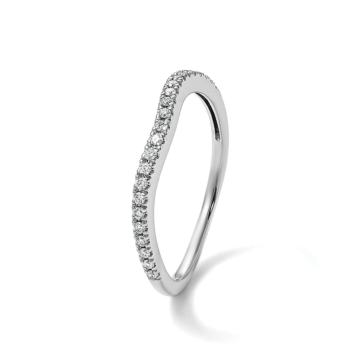 0.12 Ct Round Lab Diamond Pavé 14K White Gold Curved Wedding Enhancer Band