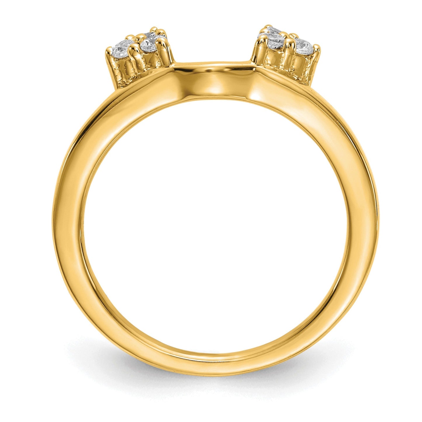 Round Lab Grown Diamond Prong 14K Yellow Gold Tri-Cluster Ring Wrap Enhancer Band