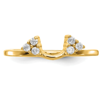 Round Lab Grown Diamond Prong 14K Yellow Gold Tri-Cluster Ring Wrap Enhancer Band
