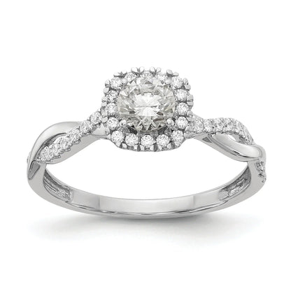 White Gold Lab Grown Diamond Criss Cross Halo Engagement Ring 0.6 ct